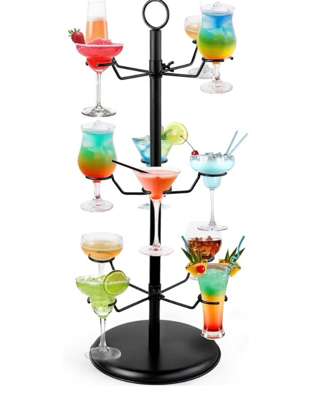 Black Cocktail Glass Drying and Display Stand - Holds Multiple Glasses